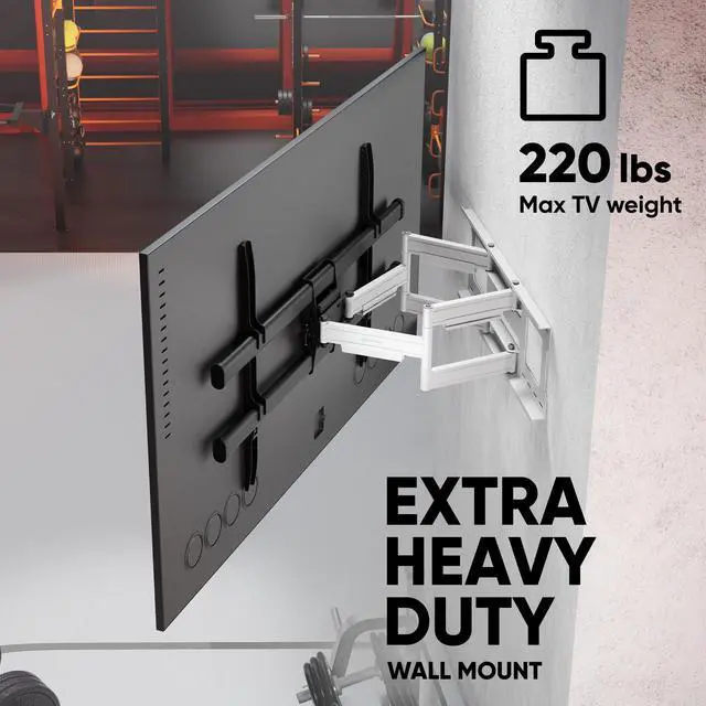 Alt view image 3 of 5 - ONKRON Full Motion TV Wall Mount for 42-120 Inch Screen up to 220 lbs, Large Heavy Duty TV Mount Extending, VESA 200x100-1000x600, Tilt and Swivel Television Mount Bracket, Black-White