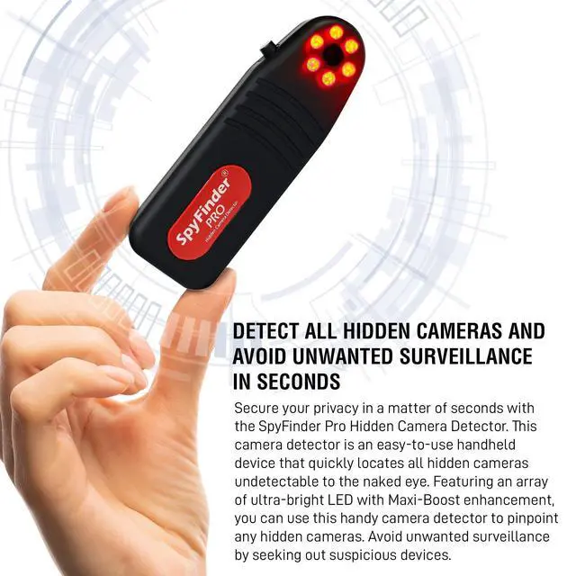 Alt view image 2 of 5 - SPYFINDER PRO Hidden Camera Detector & Spy Camera Finder Portable Optical Lens Detector for Hotels, Airbnbs, Travel Detects Covert Cameras Even When Off