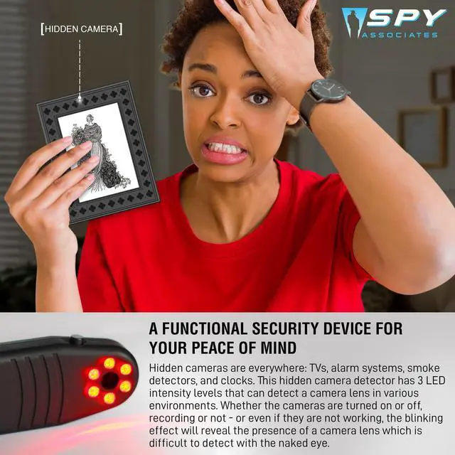 Alt view image 5 of 5 - SPYFINDER PRO Hidden Camera Detector & Spy Camera Finder Portable Optical Lens Detector for Hotels, Airbnbs, Travel Detects Covert Cameras Even When Off
