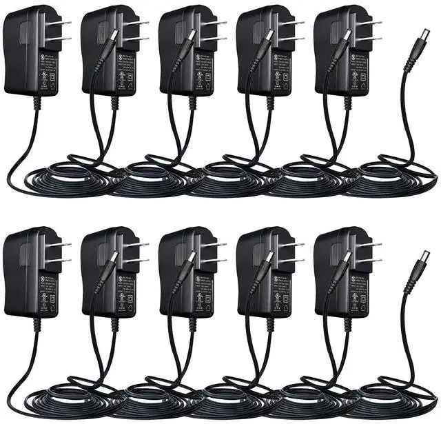Main image of UL Listed 10 Pack 12V 1A 10ft Power Supply Adapter, AC to DC 12W 12V 1000mA 800mA 500mA Replacement Power Cord for CCTV Security Camera DVR LED Strips Router BT Speaker LED Mirror Desk Lamp and More