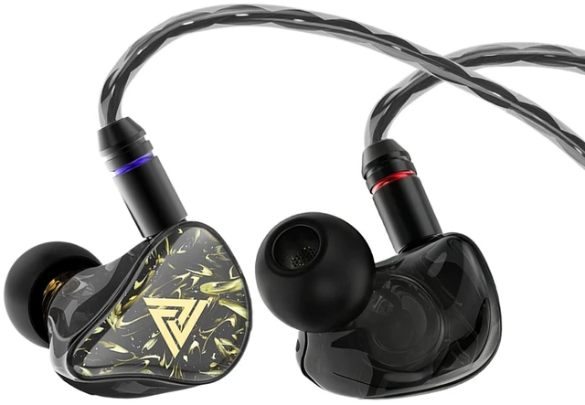 Main image of QJF Kaiser Wired Earbuds, in Ear Monitor Headphones, HiFi Stereo IEM Dual Driver Noise Isolating 3.5mm Jack for Gaming Music Laptop Musicians (Black, with Mic)