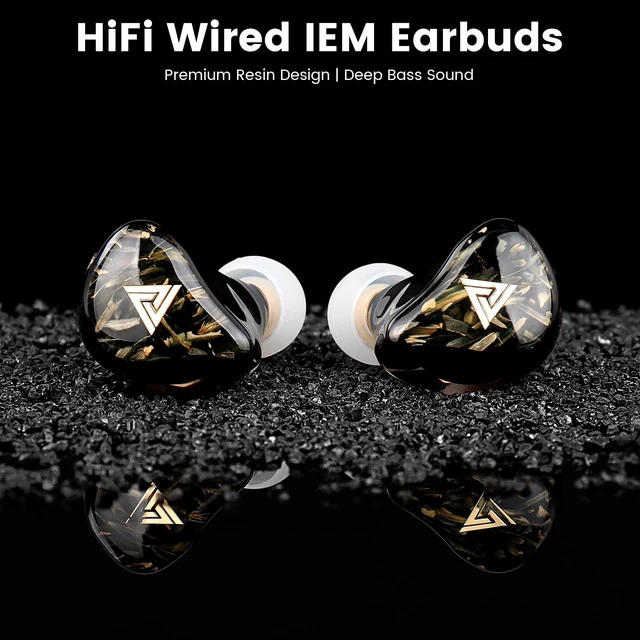 Alt view image 2 of 5 - QJF Kaiser Wired Earbuds, in Ear Monitor Headphones, HiFi Stereo IEM Dual Driver Noise Isolating 3.5mm Jack for Gaming Music Laptop Musicians (Black, with Mic)