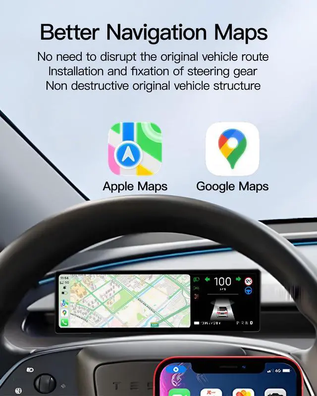 Alt view image 5 of 5 - FSDRU 8.8 Inch Portable Smart LCD Display for Model 3&Y, Voice Control, Navigation, Audio Output, No Broken/No Hole,Cars for 2017-2023 Model 3 & 2019-2024 Model Y