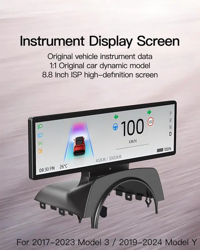 Alt view image 2 of 5 - FSDRU 8.8 Inch Portable Smart LCD Display for Model 3&Y, Voice Control, Navigation, Audio Output, No Broken/No Hole,Cars for 2017-2023 Model 3 & 2019-2024 Model Y