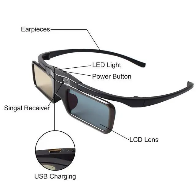 Alt view image 2 of 5 - RF 3D Glasses Active Shutter RF 3D Glasses Rechargeable RF 3D TV Projectors 3D Movies Games Active Shutter RF 3D Glasses for Sony Epson Toshiba Sharp's RF 3D TV