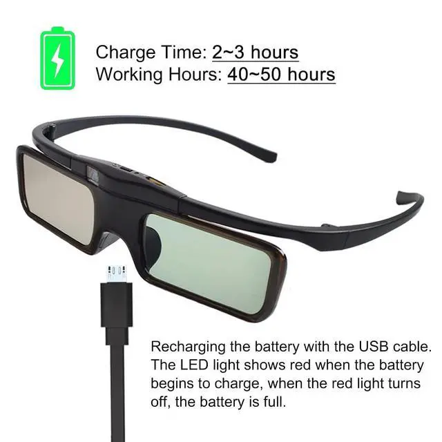 Alt view image 4 of 5 - RF 3D Glasses Active Shutter RF 3D Glasses Rechargeable RF 3D TV Projectors 3D Movies Games Active Shutter RF 3D Glasses for Sony Epson Toshiba Sharp's RF 3D TV