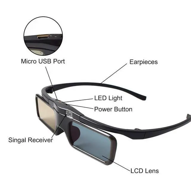 Alt view image 5 of 5 - RF 3D Glasses Active Shutter RF 3D Glasses Rechargeable RF 3D TV Projectors 3D Movies Games Active Shutter RF 3D Glasses for Sony Epson Toshiba Sharp's RF 3D TV