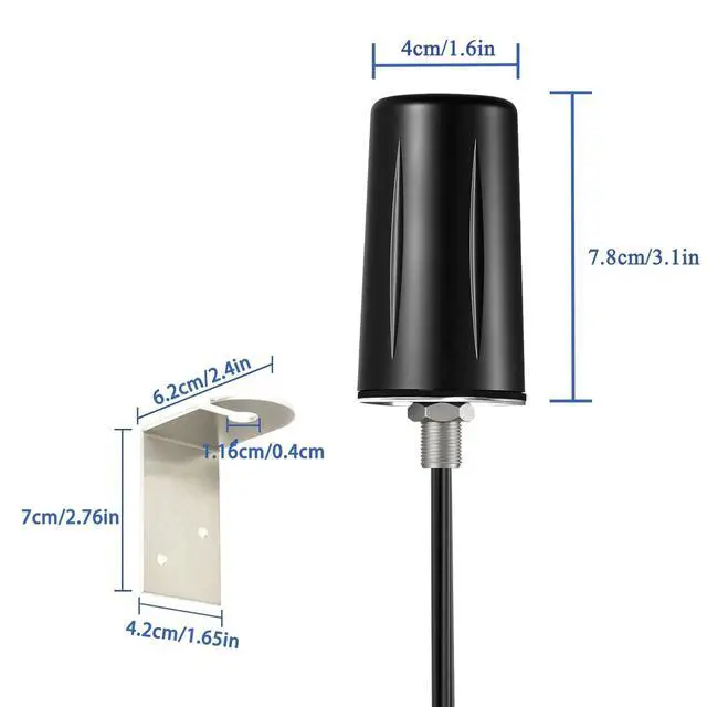 Alt view image 2 of 5 - 2x2 MIMO Omni Screw-Mount WiFi Antenna, 5G/ 4G/ LTE Outdoor Cellular Antenna, with 10 ft Cable SMA Male/Wall Mount Bracket, supput 4G LTE Router Gateway Modem Cellular Trail Camera