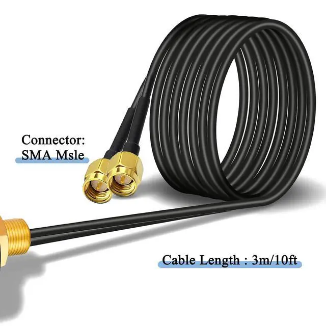 Alt view image 3 of 5 - 2x2 MIMO Omni Screw-Mount WiFi Antenna, 5G/ 4G/ LTE Outdoor Cellular Antenna, with 10 ft Cable SMA Male/Wall Mount Bracket, supput 4G LTE Router Gateway Modem Cellular Trail Camera