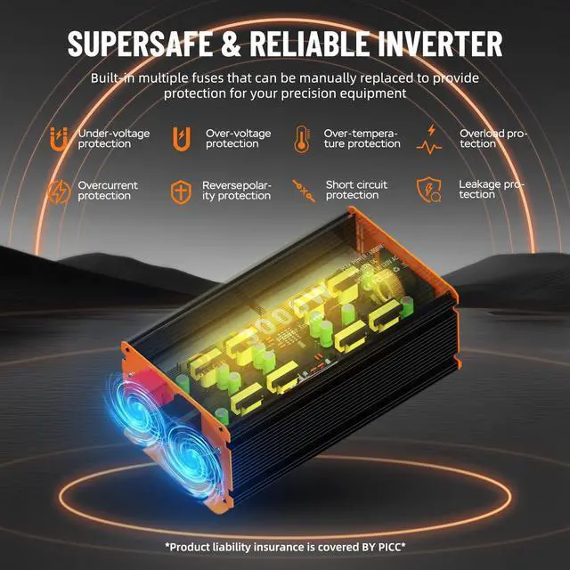 Alt view image 4 of 5 - Power Inverter 12V DC to 110V/120V AC Converter for RV (3000W-010)