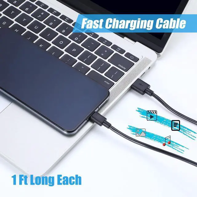 Alt view image 3 of 5 - Kanayu 120 Pack USB Type C Cable Bulk, 3.3 ft Black Fast Charging Cable 3A Charge Cord Compatible with Android Phones and Tablets