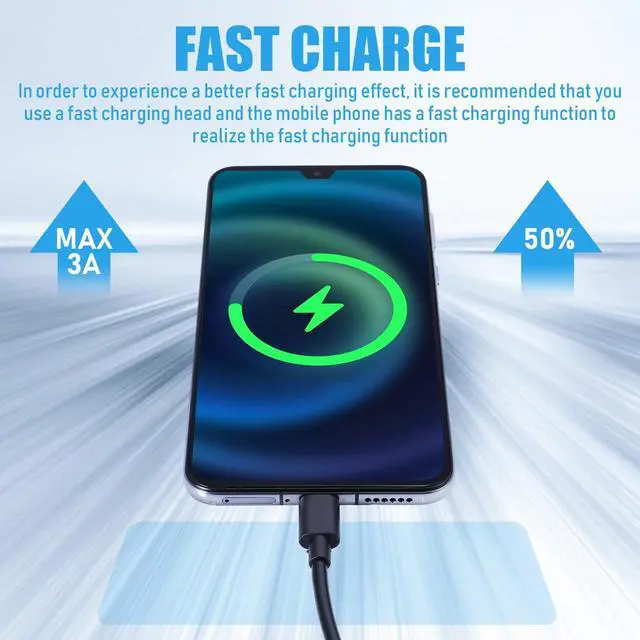 Alt view image 4 of 5 - Kanayu 120 Pack USB Type C Cable Bulk, 3.3 ft Black Fast Charging Cable 3A Charge Cord Compatible with Android Phones and Tablets