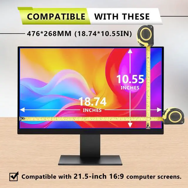 Alt view image 2 of 5 - YongMai 21.5-Inch Computer Monitor Blue Light Blocking Screen Protector - Anti Glare, Anti-UV, Anti-Scratch Film for 16:9 Widescreen Desktop LED Monitors ^^ Reduce Eye Strain & Fatigue