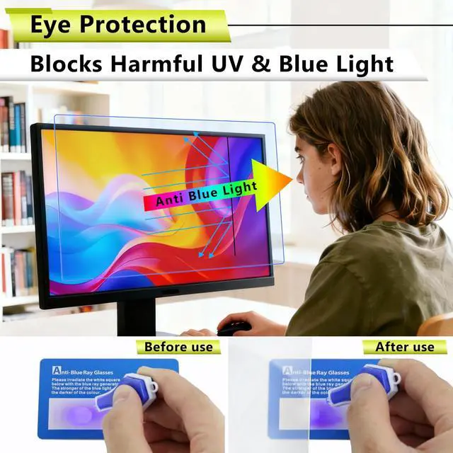 Alt view image 3 of 5 - YongMai 21.5-Inch Computer Monitor Blue Light Blocking Screen Protector - Anti Glare, Anti-UV, Anti-Scratch Film for 16:9 Widescreen Desktop LED Monitors ^^ Reduce Eye Strain & Fatigue