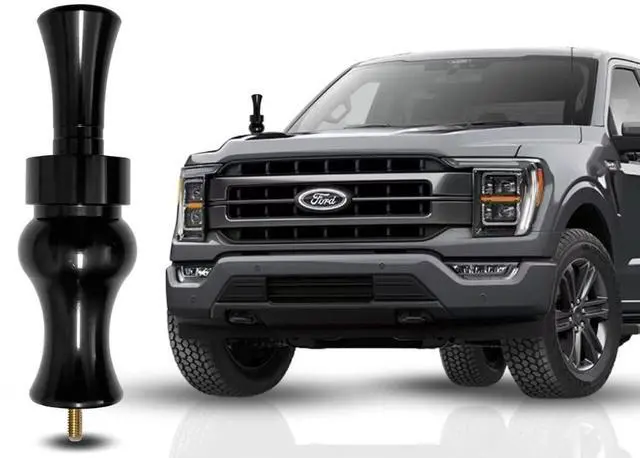Main image of Duck Call Truck Antenna, Short 5.5 Inch Heavy Duty Anodized Aluminum Radio Antenna, Universal Kit Fits Most Trucks Including F150, F250, Maintains Reception, Unique Truck Accessories and Gifts (Black)