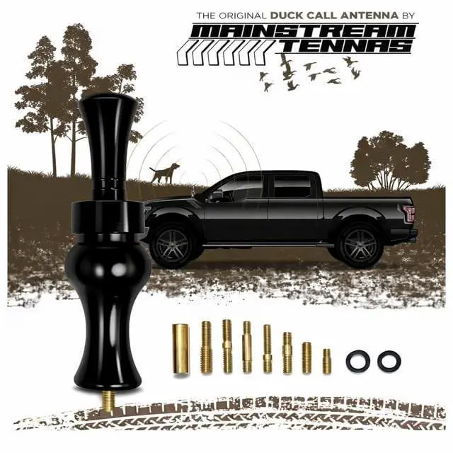 Alt view image 2 of 5 - Duck Call Truck Antenna, Short 5.5 Inch Heavy Duty Anodized Aluminum Radio Antenna, Universal Kit Fits Most Trucks Including F150, F250, Maintains Reception, Unique Truck Accessories and Gifts (Black)