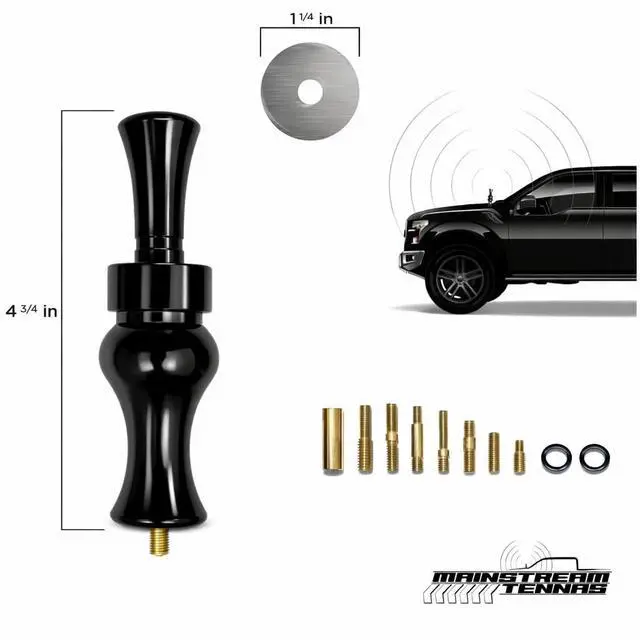 Alt view image 3 of 5 - Duck Call Truck Antenna, Short 5.5 Inch Heavy Duty Anodized Aluminum Radio Antenna, Universal Kit Fits Most Trucks Including F150, F250, Maintains Reception, Unique Truck Accessories and Gifts (Black)