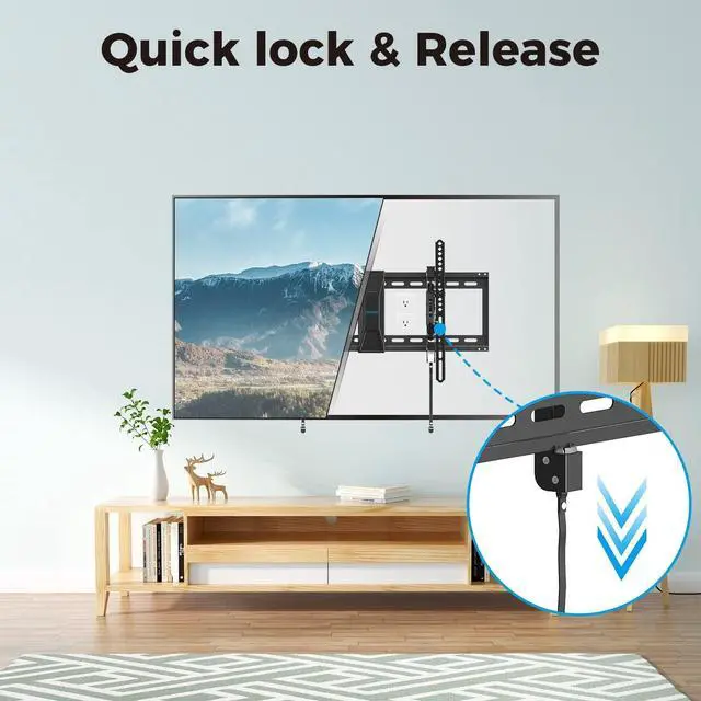 Alt view image 4 of 5 - USX STAR Tilting TV Wall Mount for Most 42-90 Inch TVs Fits Up to 24 inch Studs, Low Profile Wall Mount TV Bracket with Quick Release Lock & Extending Arm, Max VESA 600x400mm, Holds up to 120 lbs
