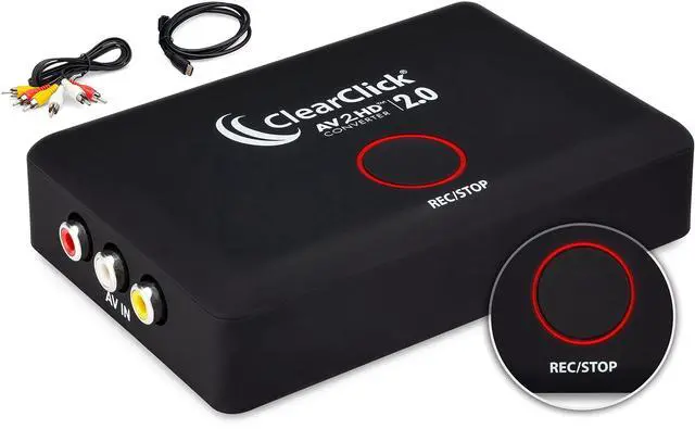 Main image of ClearClick AV to HD Converter & Recorder 2.0 (Second Generation) - AV RCA to HDMI Adapter to Convert & Record Video - for VCR, VHS, DVD, Camcorder, Hi8, Gaming to TV
