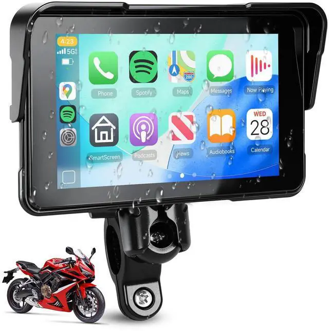 Main image of 5-Inch Motorcycle CarPlay Screen Wireless Android Auto for Moto with GPS Navigation for Motorbike Bluetooth Voice Control Portable Moto Car Play Screen