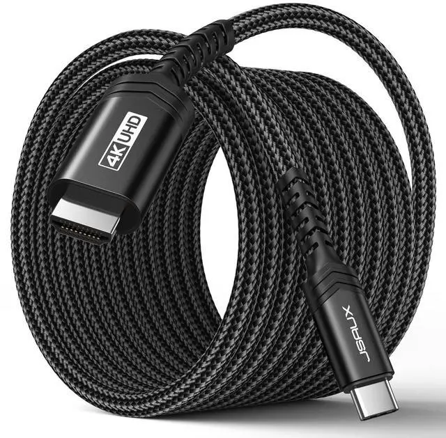 Main image of JSAUX USB C to HDMI Cable 16.4ft ^^ 4K@60Hz USB 3.1 Type C to HDMI 2.0 Cord, Compatible with Thunderbolt 3/4, iPhone 17/Pro/Pro Max,16/Pro Max, MacBook Pro/Air, Galaxy S8 to S24, iPad Pro,iMac-Black