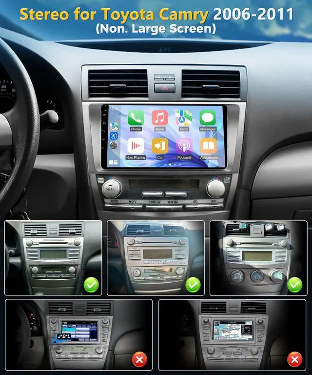 Alt view image 2 of 5 - XGU 8 Core 4+64GB Car Stereo for Toyota Camry 2006 2007 2008 2009 2010 2011 Radio Apple Carplay Android Auto,9" Touchscreen for Camry Car Play GPS WiFi FM RDS Mirrorlink Camera SWC