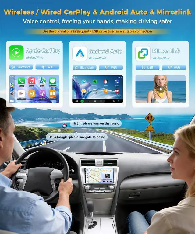 Alt view image 3 of 5 - XGU 8 Core 4+64GB Car Stereo for Toyota Camry 2006 2007 2008 2009 2010 2011 Radio Apple Carplay Android Auto,9" Touchscreen for Camry Car Play GPS WiFi FM RDS Mirrorlink Camera SWC