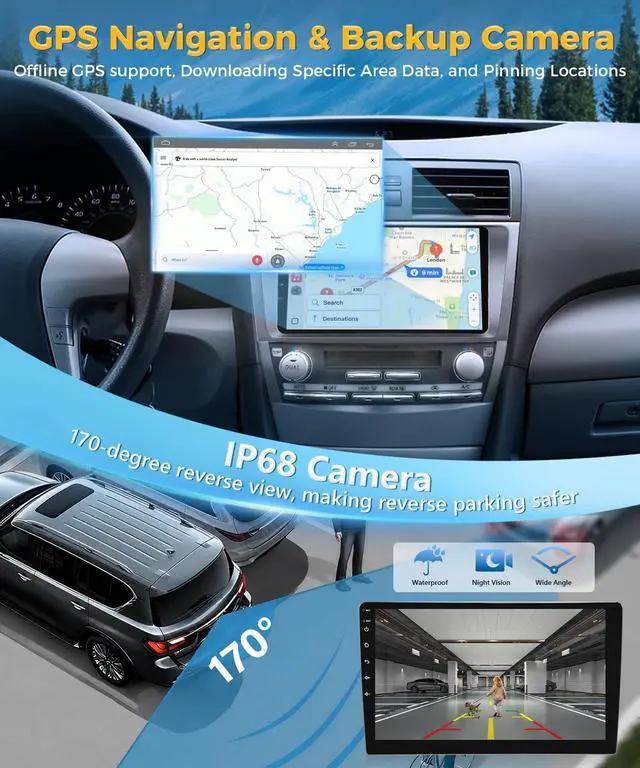 Alt view image 4 of 5 - XGU 8 Core 4+64GB Car Stereo for Toyota Camry 2006 2007 2008 2009 2010 2011 Radio Apple Carplay Android Auto,9" Touchscreen for Camry Car Play GPS WiFi FM RDS Mirrorlink Camera SWC