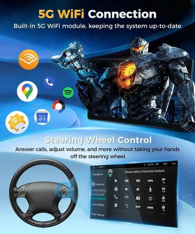 Alt view image 5 of 5 - XGU 8 Core 4+64GB Car Stereo for Toyota Camry 2006 2007 2008 2009 2010 2011 Radio Apple Carplay Android Auto,9" Touchscreen for Camry Car Play GPS WiFi FM RDS Mirrorlink Camera SWC