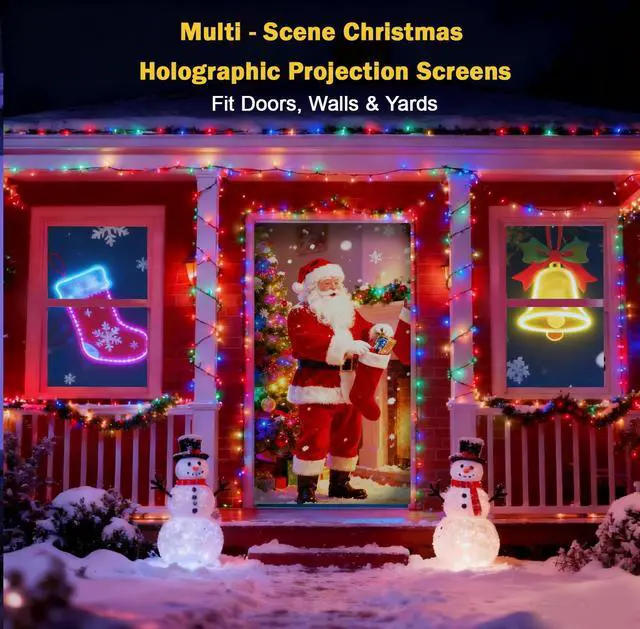 Alt view image 3 of 5 - 5ft x 9ft Holographic Rear Projection Screen, Portable Anti Crease Double Sided Window Projector Screen Hollusion Projection Material for Christmas Videos Hologram Film Night