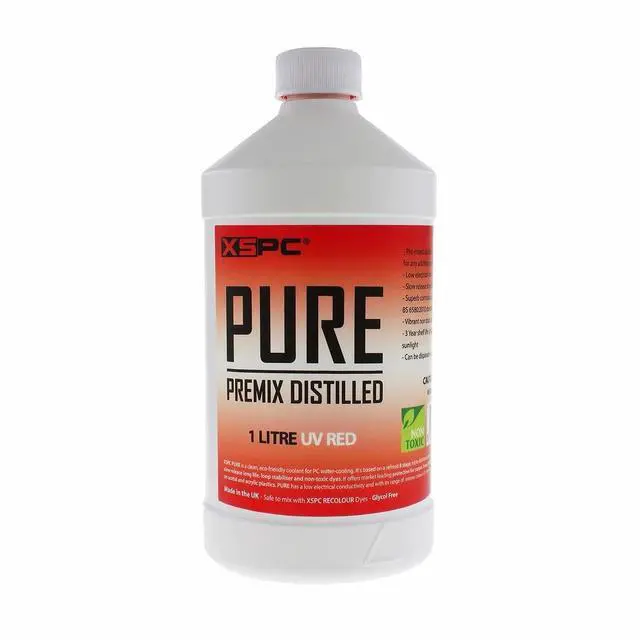 Main image of XSPC Pure Premix Distilled PC Coolant, 1 Liter, UV Red