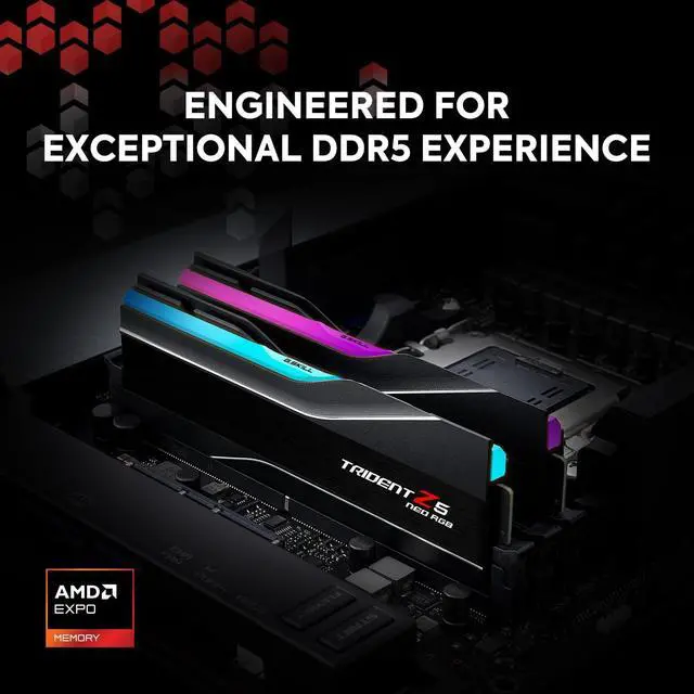 Alt view image 2 of 5 - G.SKILL Trident Z5 Neo RGB Series DDR5 RAM (AMD EXPO) 32GB (2x16GB) 6000MT/s CL28-36-36-96 1.40V Desktop Computer Memory U-DIMM - Matte Black (F5-6000J2836G16GX2-TZ5NR)