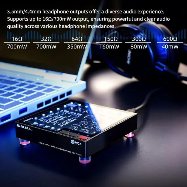Alt view image 4 of 5 - LIN.LIN.LIN SMSL M20 MQA USB DAC Support MQA MQA-CD USB2.1 USB2.2 Gaming DAC 4* CS43131Chip 3.5mm & 4.4mm Headphone Amplifier PCM XMOS XU-316 768kHz/32Bit DSD256 PCM Filter Audio Decoder