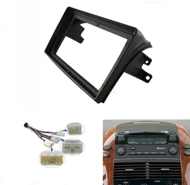 Main image of 9'' Inch Car Radio Stereo Dash Frame Fascia Bezel Panel Compatible for Toyota Sienna 2004~2010 w/Power Harness Cable Install Trim