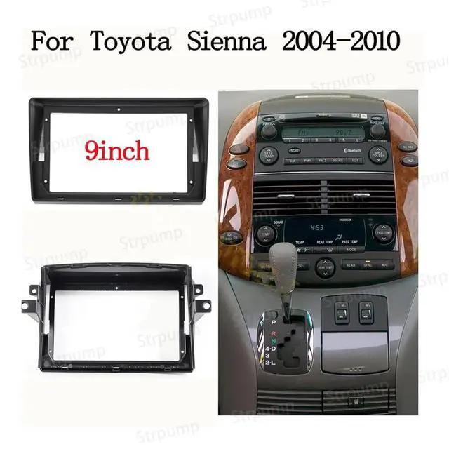 Alt view image 2 of 5 - 9'' Inch Car Radio Stereo Dash Frame Fascia Bezel Panel Compatible for Toyota Sienna 2004~2010 w/Power Harness Cable Install Trim