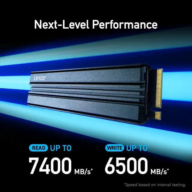 Alt view image 3 of 5 - Lexar 1TB NM790 SSD with Heatsink PCIe Gen4 NVMe M.2 2280 Internal Solid State Drive, Up to 7400/6500 MB/s Read/Write, Compatible with PS5, for Gamers and Creators, Black (LNM790X001T-RN9NU)