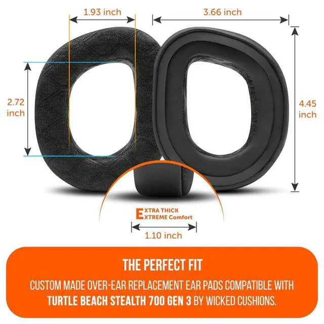 Alt view image 5 of 5 - WC Freeze V2 Stealth 700 Gen 3 Cooling Gel Earpads Compatible with Turtle Beach Stealth 700 Gen 3 by Wicked Cushions ^^ Freeze V2 Cooling Fabric, Enhanced Comfort & Sound Isolation ^^ Black