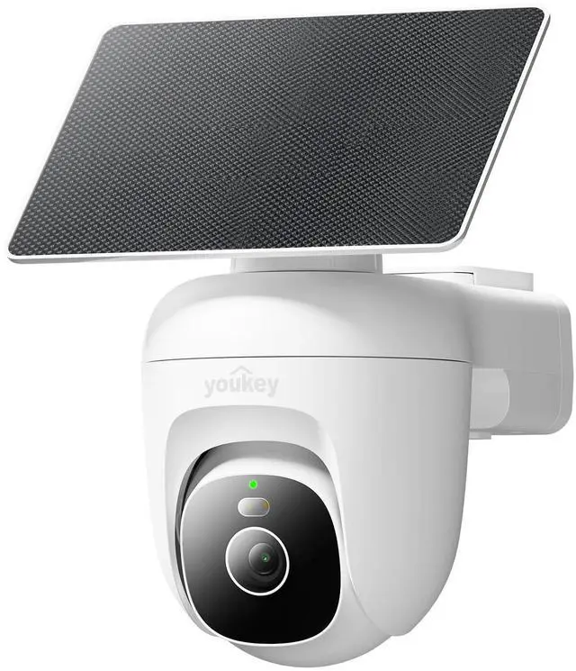 Main image of youkey Solar Security Camera Wireless Outdoor, 24/7 AOV Recording, 82 ft AI Person/Vehicle Detection, 2.5K Color Night, No Subscription, 360 Pan/Tilt, Human Tracking, 10,000mAh Battery, IP67 (S