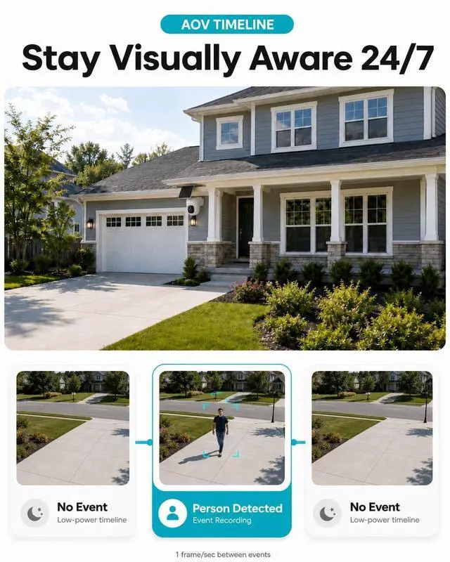 Alt view image 3 of 5 - youkey Solar Security Camera Wireless Outdoor, 24/7 AOV Recording, 82 ft AI Person/Vehicle Detection, 2.5K Color Night, No Subscription, 360 Pan/Tilt, Human Tracking, 10,000mAh Battery, IP67 (S