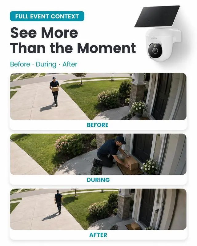 Alt view image 4 of 5 - youkey Solar Security Camera Wireless Outdoor, 24/7 AOV Recording, 82 ft AI Person/Vehicle Detection, 2.5K Color Night, No Subscription, 360 Pan/Tilt, Human Tracking, 10,000mAh Battery, IP67 (S