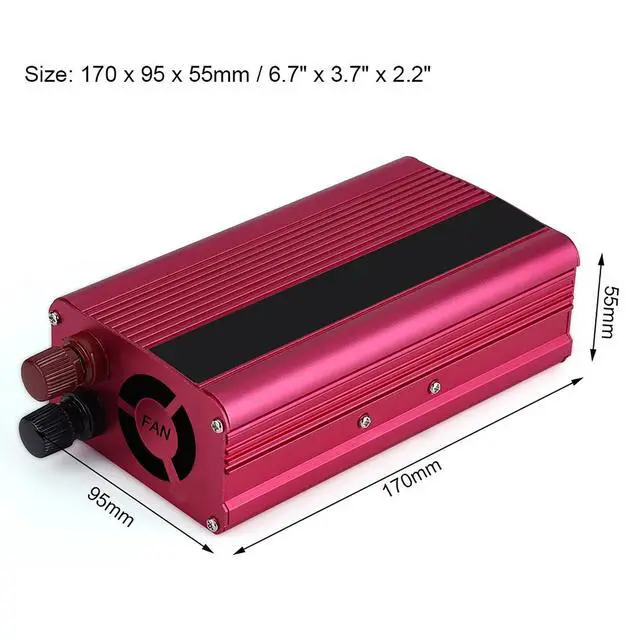 Alt view image 5 of 5 - FOSA 1500W Car Power Inverter, 12V DC to 110V AC Converter with Dual 3.1A USB Port and AC Outlets, Red, for Car, Small Electronics