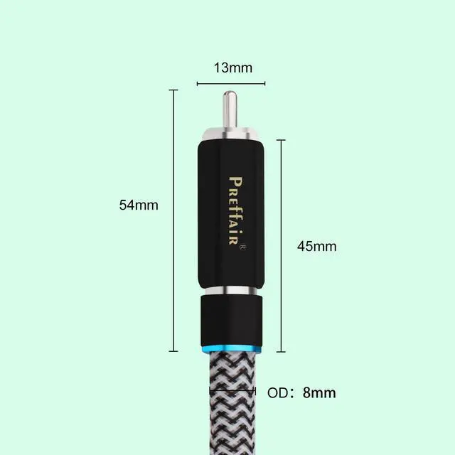 Alt view image 2 of 5 - Preffair Audiophile 75 Ohm Digtal Coaxial RCA Cable 6N OCC Copper Multiple Shielded Audio Wire with Silver Plated RCA Connector for Subwoofer Turntable Amplifier. (1.7 Feet/0.5M)