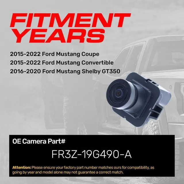 Alt view image 2 of 5 - Master Tailgaters Replacement for Ford Mustang Coupe (2015-2022), Mustang Convertible (2015-2022), Mustang Shelby GT350 (2016-2020) Backup Camera OE Part # FR3Z-19G490-A