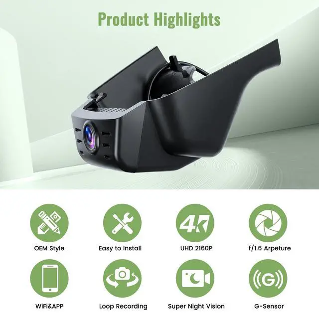 Alt view image 4 of 5 - Fuluku 4K Dash Cam fit for Honda CR-V 2023-2025 Sport Touring EX EX-L Hybrid (Gen6), OEM Look Dash Camera, UHD 2160P Video, WiFi & App, Loop Recording, G-Sensor, Plug & Play, 64GB Card, Night Vision
