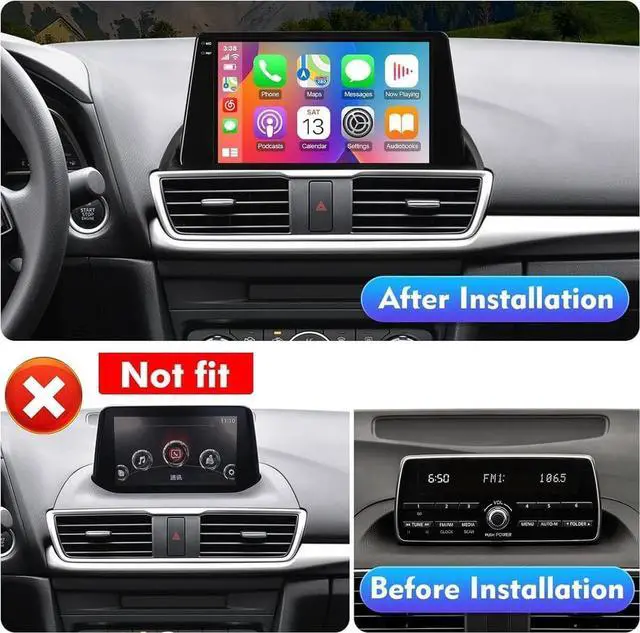 Alt view image 2 of 5 - 9in Android 13 Car Stereo for Mazda 3 2014-2019 w/GPS Navigation Bluetooth WiFi w/Carplay Android Auto Car Radio FM/RDS DSP SWC + Backup Camera 2+32G
