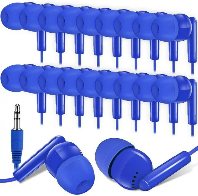 Main image of Kanayu 100 Packs Earbuds Bulk Basic Student Earphone Individually Bagged 3.5 mm Headphones for Schools Classrooms Library Teens Gift(Blue)