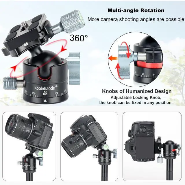 Alt view image 2 of 5 - Koolehaoda Low Profile Ball Head, Panorama Tripod Head Arca Swiss QR Plate