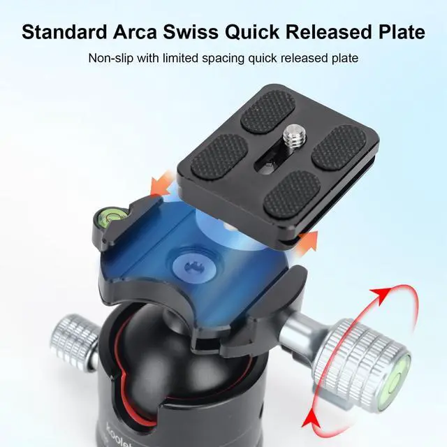 Alt view image 3 of 5 - Koolehaoda Low Profile Ball Head, Panorama Tripod Head Arca Swiss QR Plate
