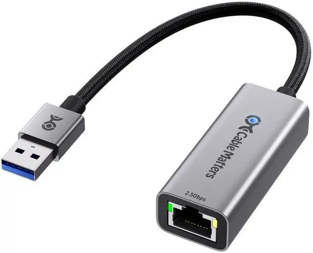 Main image of Cable Matters USB to 2.5Gb Ethernet Adapter, USBA to RJ45 Network Adapter with 2500Mbps Speed, Plug & Play USB to Ethernet Adapter for Windows, macOS, Linux, ChromeOS, Laptop, Desktop