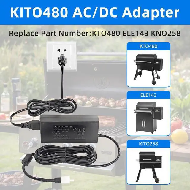 Alt view image 2 of 5 - Ousaly KIT0480 20V 4.5A Power Adapter for Traeger Pro,Ironwood,Silverton,Timberline,Century,Replacement,Replace ELE143 Power Supply Cord Cable Battery Charger PSU